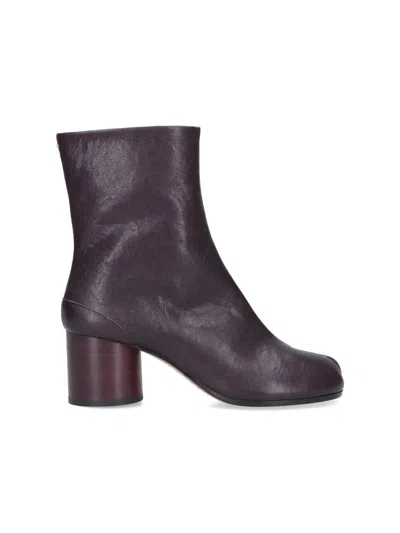 Maison Margiela Stylish Leather Ankle Boots With Chunky Heel In Gray