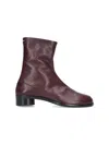 Maison Margiela Textured Ankle Boots Block Heel In Burgundy