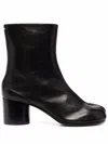 Maison Margiela Glossy Black Split-toe Ankle Boots With Mid-height Block Heel In Black