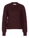 Maison Margiela Dropped Shoulder Burgundy Wool Sweater With Ribbed Details In Burgundy