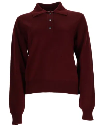 Maison Margiela Bordeaux Virgin Wool Long-sleeve Polo Shirt In White