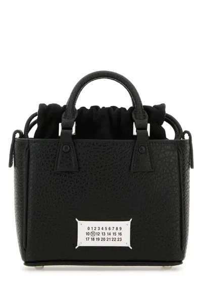 MAISON MARGIELA MAISON MARGIELA BLACK LEATHER 5AC TOTE HORIZONTAL HANDBAG