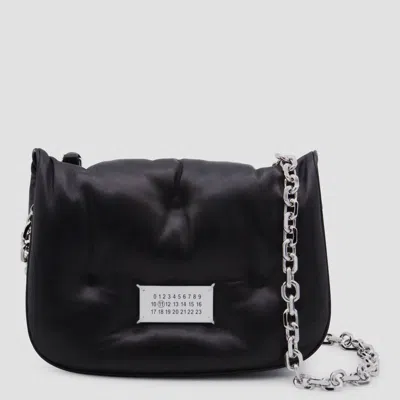 MAISON MARGIELA MAISON MARGIELA BLACK LEATHER GLAM SLAM FLAP SMALL CROSSBODY BAG