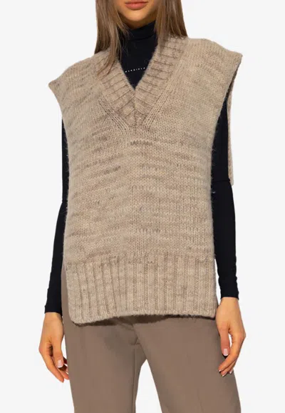 Maison Margiela Botanical Dye Knit Oversized Vest In Neutral