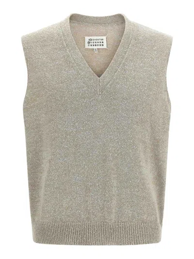 Maison Margiela Boucl Knit Vest In Gray