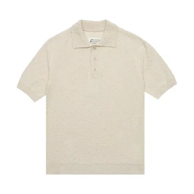 Pre-owned Maison Margiela Boucle Knit Polo Shirt 'off White' | Women's Size Xxl