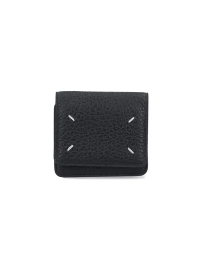 Maison Margiela Bovine Leather Mini Wallet With Brass & Zinc Alloy Hardware In Black