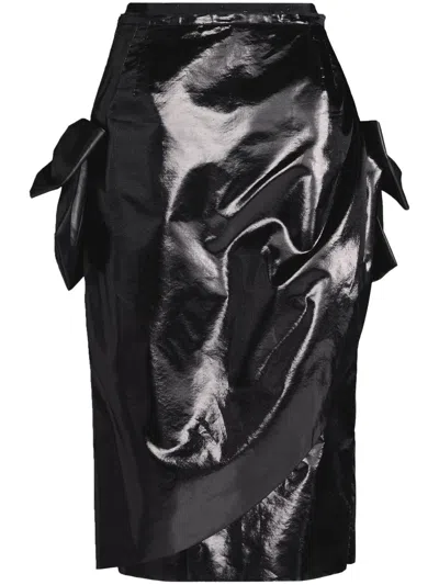 Maison Margiela Asymmetrischer Midirock Mit Schleife In Black