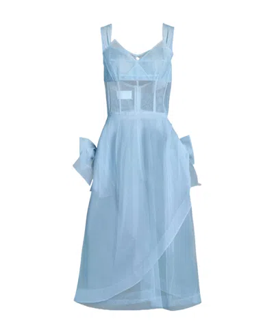 Maison Margiela Bow-detailing Sheer Dress In Blue