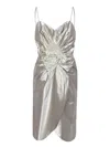 Maison Margiela Midi Dress With Metallic Finish And Draped Detail In Metallic