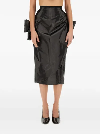 Maison Margiela Bow-embellishment Midi Skirt In Black
