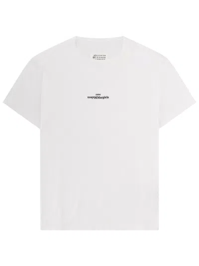 Maison Margiela Boxy Crew Neck Upside Text Cotton T-shirt In White