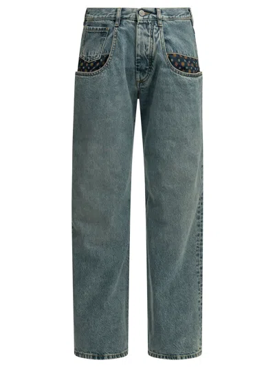 Maison Margiela "boyfriend Paisley" Wide-leg Jeans In Blue