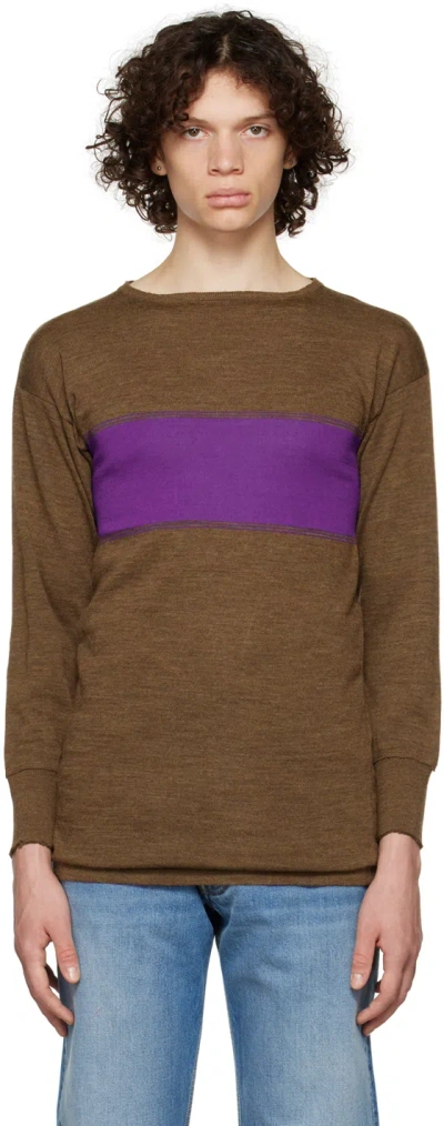 Maison Margiela Brown & Purple Striped Sweater In 141f Walnut/violet