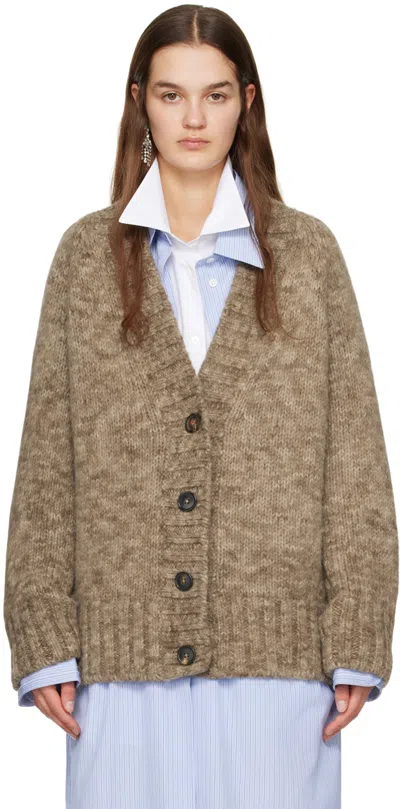 Maison Margiela Brown Botanical Dye Cardigan In 741m Anthracite