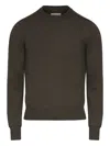 Maison Margiela Brown Crew Neck Sweater With Elbow Patches And Fitted Waist In Brown