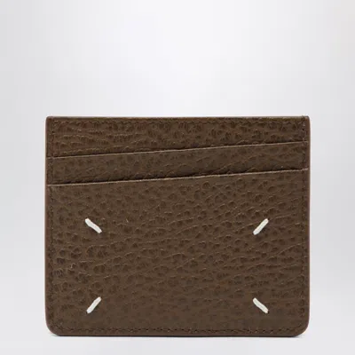 Maison Margiela Brown Four Stitches Calfskin Card Holder In White