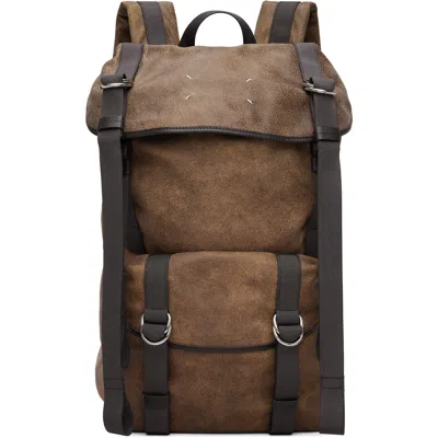 Maison Margiela Brown High Tech Medium Backpack In Hb390 Brown/caffã¨