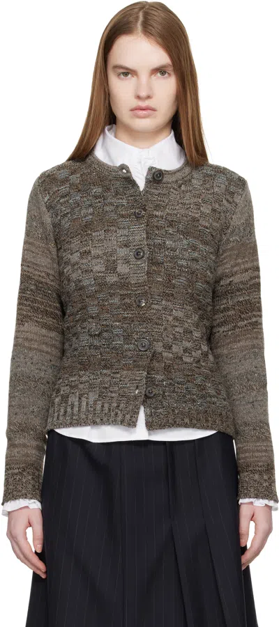 Maison Margiela Wool Blend Knit Cardigan In Brown