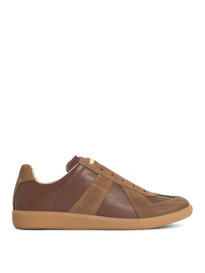MAISON MARGIELA BROWN NAPPA AND SUDE SNEAKERS