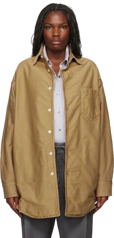 Maison Margiela Brown Padded Satin Cotton Shirt In 726 Camel