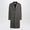 Maison Margiela Herringbone Pattern Single Breasted Coat In Gray