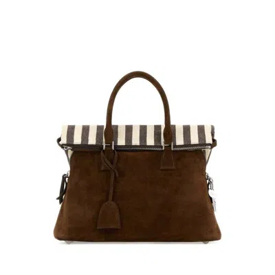 Maison Margiela Brown Suede Medium 5ac Soft Handbag Rochesivorydarkbrown Borse A Mano