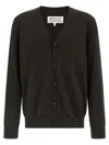 Maison Margiela V-neck Cardigan With Elbow Patches In Brown
