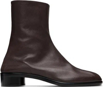 Maison Margiela Brown Leather Tabi Ankle Boots