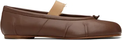 Maison Margiela Brown Tabi Elastic Band Ballerina Flats