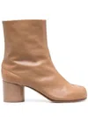 Maison Margiela Tabi Leather Ankle Boots In Brown