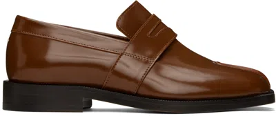 Maison Margiela Brown Tabi Loafers In H8788 Cognac