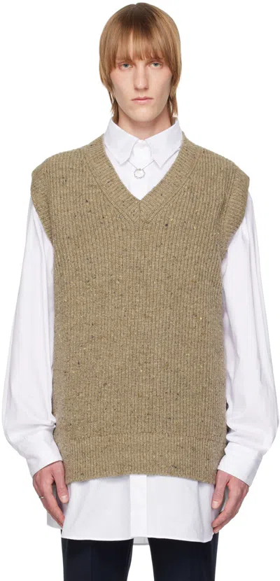 Maison Margiela Brown V-neck Vest In 732 Walnut