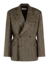 Maison Margiela Tailored Wool Blazer Notched Lapels In Brown
