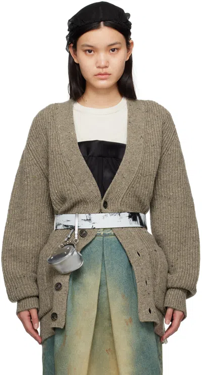Maison Margiela Brown Y-neck Cardigan In 732 Walnut