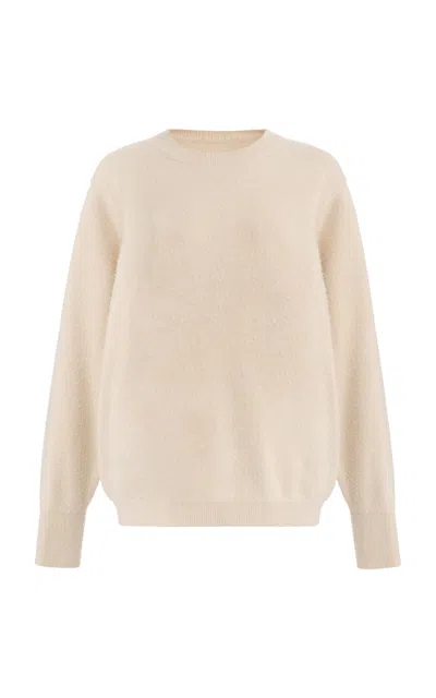 Maison Margiela Brushed Cashmere-cotton Jumper In Neutral