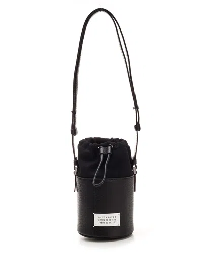 Maison Margiela Bucket Bag In Leather And Fabric In Black