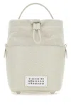 Maison Margiela Women Chalk Leather And Canvas Mini 5ac Bucket Bag In White