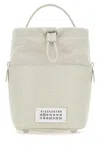 Maison Margiela Women Chalk Leather And Canvas Mini 5ac Bucket Bag In White
