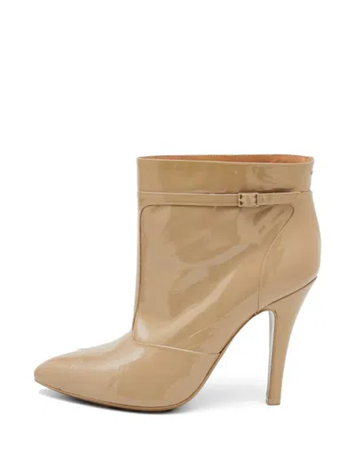 Pre-owned Maison Margiela Buckled Patent Leather Ankle Boots In Neutral