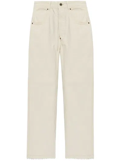 Maison Margiela Buckled Straight Jeans In Neutrals