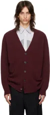 Maison Margiela Wool Cardigan With V-neck And Back Detail In 248 Bordeaux