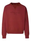 Maison Margiela Reverse Logo Sweatshirt With Hood In Red