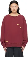 Maison Margiela Oversize Distressed Cotton Sweatshirt In 259 Burgundy