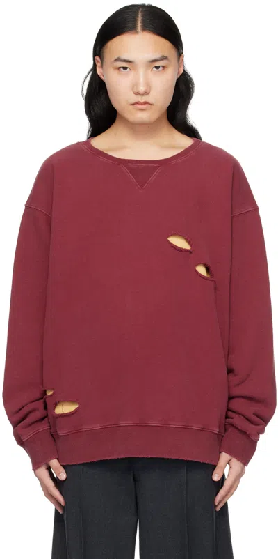 MAISON MARGIELA BURGUNDY CUTOUT SWEATSHIRT