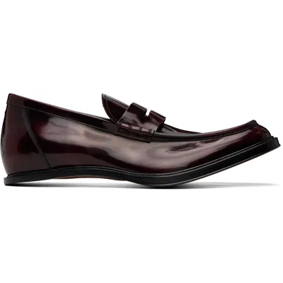 Maison Margiela Burgundy Heel-less Loafers In Brown