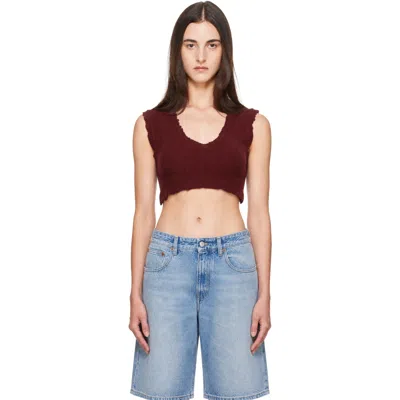 Maison Margiela Burgundy Lived In Cropped Sweater Vest