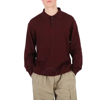 Maison Margiela Burgundy Long-sleeve Polo Sweater In Red