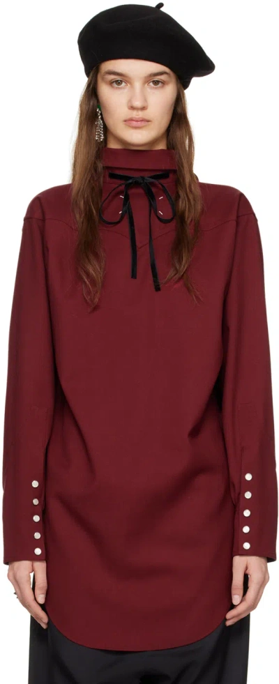 Maison Margiela Burgundy Self-tie Blouse In 248 Burgundy