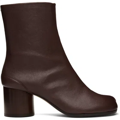 Maison Margiela Burgundy Tabi Ankle Boots In Multi
